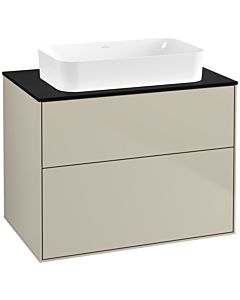 Villeroy und Boch Finion Waschtischunterschrank G63200HH 80x60,3x50,1mm, Wandbeleuchtung, Glass Black Matt, Sand Matt Lacquer