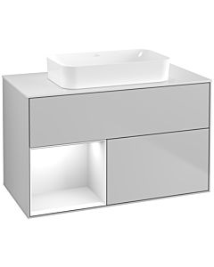 Villeroy und Boch Finion Villeroy und Boch G651GFGJ 100x60.3x50.1cm, étagère gauche laqué blanc brillant, gris clair mat