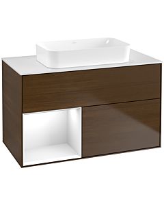 Villeroy und Boch Finion Villeroy und Boch Finion G651GFGN 100x60.3x50.1cm, shelf left glossy white lacquer, walnut veneer