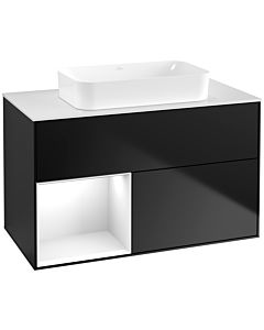 Villeroy und Boch Finion Villeroy und Boch Finion G651GFPD 100x60.3x50.1cm, shelf left glossy white lacquer, black matt lacquer