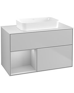 Villeroy und Boch Finion Waschtischunterschrank G651GJGJ 100x60,3x50,1cm, Regal links Light grey matt, Light grey matt