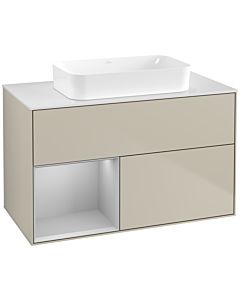 Villeroy und Boch Finion Villeroy und Boch G651GJHH 100x60.3x50.1cm, étagère à gauche gris clair mat, Sand Matt Lacquer