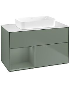 Villeroy und Boch Finion Villeroy und Boch G651GMGM 100x60.3x50.1cm, étagère à gauche Olive Matt Lacquer , Olive Matt Lacquer
