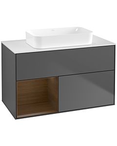 Villeroy und Boch Finion Villeroy und Boch G651GNGK 100x60.3x50.1cm, étagère gauche placage noyer, anthracite mat