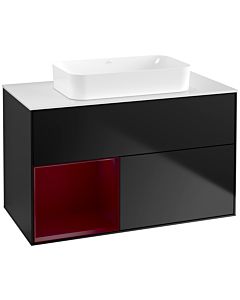 Villeroy und Boch Finion Villeroy und Boch G651HBPD 100x60.3x50.1cm, étagère à gauche Peony , laqué noir mat