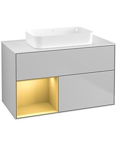 Villeroy und Boch Finion Villeroy und Boch G651HFGJ 100x60.3x50.1cm, étagère gauche or mat, gris clair mat