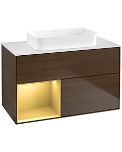 Villeroy und Boch Finion Villeroy und Boch Finion G651HFGN 100x60.3x50.1cm, shelf left gold matt, walnut veneer
