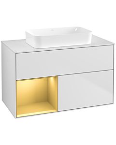 Villeroy und Boch Finion Waschtischunterschrank G651HFMT 100x60,3x50,1cm, Regal links Gold matt, White matt lacquer