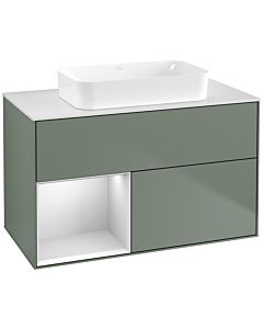 Villeroy und Boch Finion Villeroy und Boch Finion G651MTGM 100x60.3x50.1cm, shelf left white matt lacquer, Olive Matt Lacquer