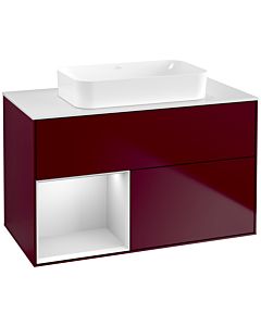 Villeroy und Boch Finion Waschtischunterschrank G651MTHB 100x60,3x50,1cm, Regal links White matt lacquer, Peony Matt