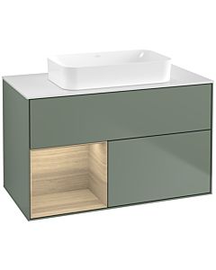 Villeroy und Boch Finion Villeroy und Boch G651PCGM 100x60.3x50.1cm, étagère à gauche Oak Veneer , Olive Matt Lacquer