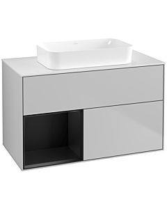 Villeroy und Boch Finion Waschtischunterschrank G651PDGJ 100x60,3x50,1cm, Regal links Black matt lacquer, Light grey matt