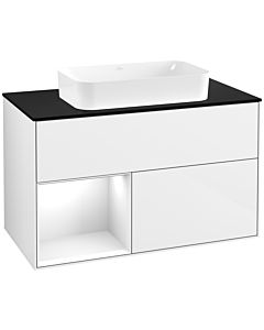 Villeroy und Boch Finion Villeroy und Boch G652GFGF 100x60.3x50.1cm, étagère à gauche Laque blanc brillant, Laque blanc brillant