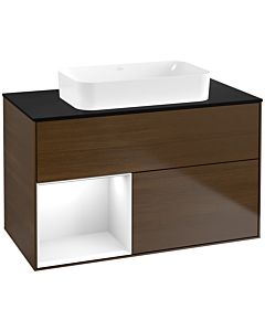 Villeroy und Boch Finion Villeroy und Boch Finion G652GFGN 100x60.3x50.1cm, shelf left glossy white lacquer, walnut veneer
