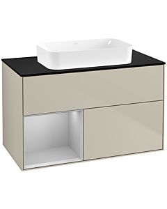 Villeroy und Boch Finion Waschtischunterschrank G652GJHH 100x60,3x50,1cm, Regal links Light grey matt, Sand Matt Lacquer