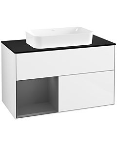 Villeroy und Boch Finion Villeroy und Boch G652GKGF 100x60.3x50.1cm, étagère à gauche anthracite mat, laqué blanc brillant
