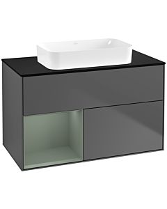 Villeroy und Boch Finion Villeroy und Boch G652GMGK 100x60.3x50.1cm, étagère à gauche Olive Matt Lacquer , anthracite mat