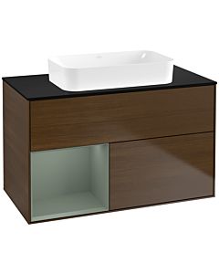 Villeroy und Boch Finion Villeroy und Boch G652GMGN 100x60.3x50.1cm, étagère à gauche Olive Matt Lacquer , placage Olive Matt Lacquer