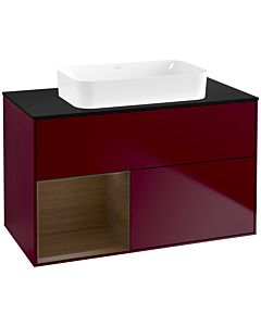 Villeroy und Boch Finion Waschtischunterschrank G652GNHB 100x60,3x50,1cm, Regal links Walnut veneer, Peony Matt