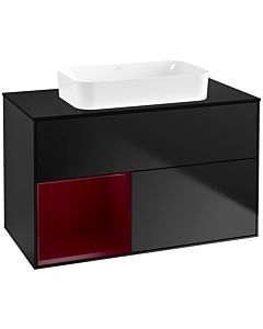 Villeroy und Boch Finion Villeroy und Boch G652HBPD 100x60.3x50.1cm, étagère à gauche Peony , laqué noir mat