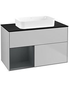 Villeroy und Boch Finion Villeroy und Boch G652HGGJ 100x60.3x50.1cm, étagère à gauche Midnight Blue Matt Lacquer , gris clair mat