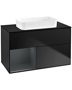 Villeroy und Boch Finion Villeroy und Boch G652HGPD 100x60.3x50.1cm, étagère à gauche Midnight Blue Matt Lacquer , laqué noir mat