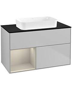 Villeroy und Boch Finion Waschtischunterschrank G652HHGJ 100x60,3x50,1cm, Regal links Sand Matt Lacquer, Light grey matt