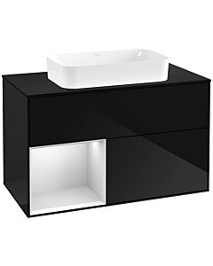 Villeroy und Boch Finion Villeroy und Boch G652MTPH 100x60.3x50.1cm, étagère gauche laqué blanc mat, Glossy Black Lacquer