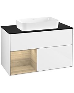 Villeroy und Boch Finion Villeroy und Boch G652PCGF 100x60.3x50.1cm, étagère à gauche Oak Veneer , laqué blanc brillant