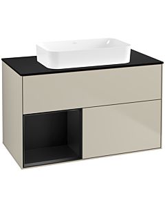 Villeroy und Boch Finion Villeroy und Boch G652PDHH 100x60.3x50.1cm, étagère gauche laqué noir mat, Sand Matt Lacquer