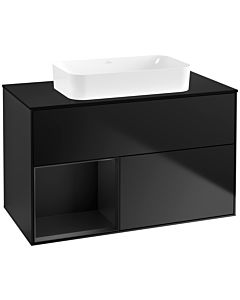 Villeroy und Boch Finion Villeroy und Boch G652PDPD 100x60.3x50.1cm, étagère gauche laqué noir mat, laqué noir mat