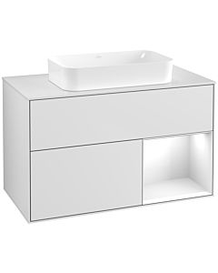 Villeroy und Boch Finion Waschtischunterschrank G661GFMT 100x60,3x50,1cm, Regal rechts Glossy white lacquer, White matt lacquer