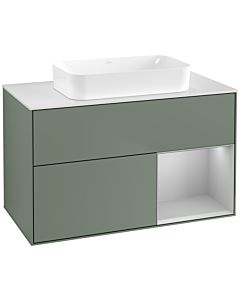 Villeroy und Boch Finion Waschtischunterschrank G661GJGM 100x60,3x50,1cm, Regal rechts Light grey matt, Olive Matt Lacquer