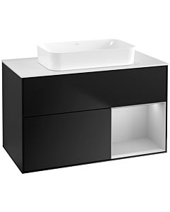 Villeroy und Boch Finion Waschtischunterschrank G661GJPD 100x60,3x50,1cm, Regal rechts Light grey matt, Black matt lacquer