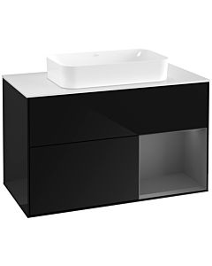 Villeroy und Boch Finion Villeroy und Boch G661GKPH 100x60,3x50,1cm, étagère droite anthracite mat, Glossy Black Lacquer
