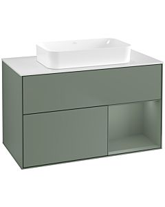 Villeroy und Boch Finion Villeroy und Boch G661GMGM 100x60.3x50.1cm, étagère à droite Olive Matt Lacquer , Olive Matt Lacquer