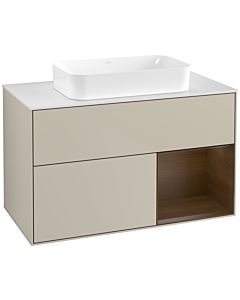 Villeroy und Boch Finion Villeroy und Boch G661GNHH 100x60.3x50.1cm, étagère à droite placage noyer, Sand Matt Lacquer