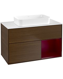 Villeroy und Boch Finion Waschtischunterschrank G661HBGN 100x60,3x50,1cm, Regal rechts Peony, Walnut veneer