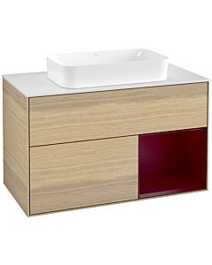 Villeroy und Boch Finion Waschtischunterschrank G661HBPC 100x60,3x50,1cm, Regal rechts Peony, Oak Veneer