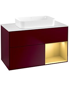 Villeroy und Boch Finion Waschtischunterschrank G661HFHB 100x60,3x50,1cm, Regal rechts Gold matt, Peony Matt