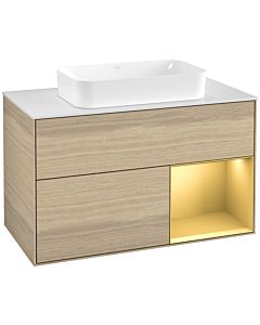 Villeroy und Boch Finion Villeroy und Boch G661HFPC 100x60.3x50.1cm, étagère droite or mat, Oak Veneer