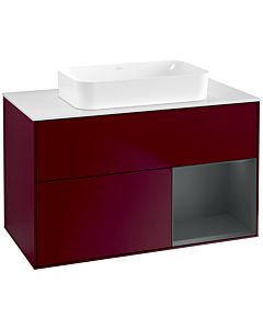Villeroy und Boch Finion Waschtischunterschrank G661HGHB 100x60,3x50,1cm, Regal rechts Midnight Blue Matt Lacquer, Peony Matt