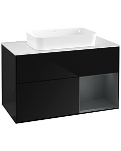Villeroy und Boch Finion Villeroy und Boch G661HGPH 100x60.3x50.1cm, étagère à droite Midnight Blue Matt Lacquer , Glossy Black Lacquer