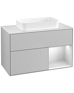 Villeroy und Boch Finion Villeroy und Boch G661MTGJ 100x60.3x50.1cm, étagère à droite laqué blanc mat, gris clair mat