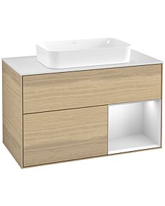 Villeroy und Boch Finion Villeroy und Boch G661MTPC 100x60.3x50.1cm, étagère à droite laqué blanc mat, Oak Veneer