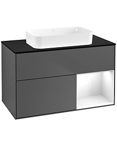Villeroy und Boch Finion Waschtischunterschrank G662GFGK 100x60,3x50,1cm, Regal rechts Glossy white lacquer, Anthracite matt