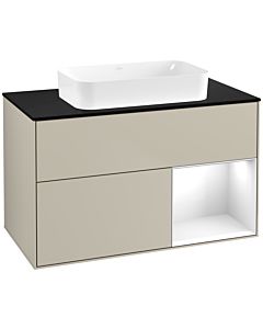 Villeroy und Boch Finion Villeroy und Boch G662GFHH 100x60.3x50.1cm, étagère à droite Laque blanc brillant, Sand Matt Lacquer