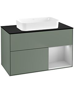 Villeroy und Boch Finion Villeroy und Boch G662GJGM 100x60.3x50.1cm, étagère à droite gris clair mat, Olive Matt Lacquer