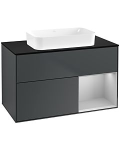 Villeroy und Boch Finion Waschtischunterschrank G662GJHG 100x60,3x50,1cm, Regal rechts Light grey matt, Midnight Blue Matt Lacquer