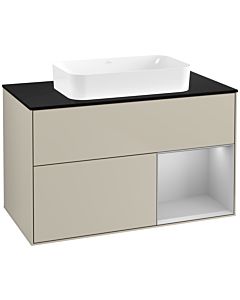 Villeroy und Boch Finion Waschtischunterschrank G662GJHH 100x60,3x50,1cm, Regal rechts Light grey matt, Sand Matt Lacquer